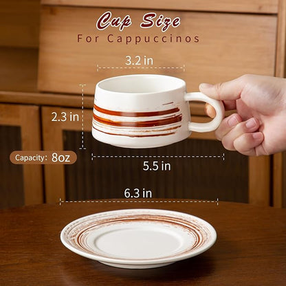 YUN TAO 8 oz Ceramic Cappuccino Cups - Image 2