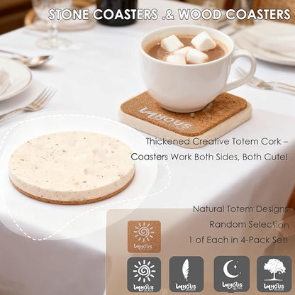 Single Natural Travertine Marble Coaster, Durable Non-Slip Cup Mat, Table - Image 4