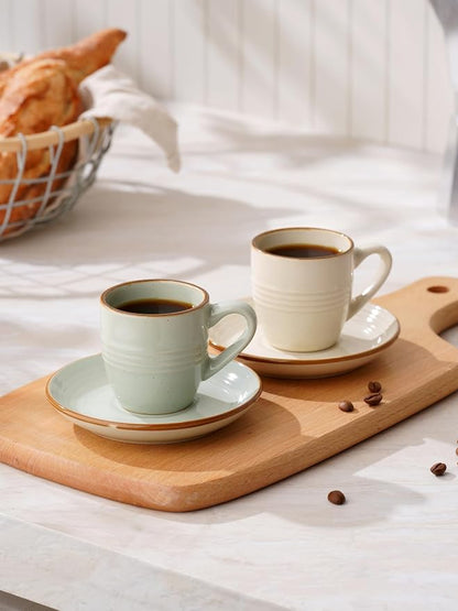 famiware 3oz Espresso Cups and Saucers, Stoneware Demitasse Cup - Image 3