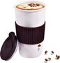 Ceramic Travel Mug, Double Wall Insulated Takeaway 12 oz Coffee Cup by fMSDD