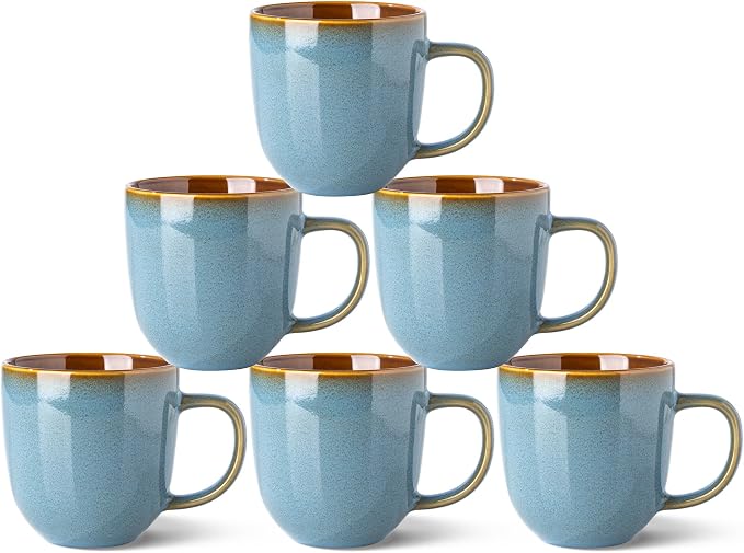 LERATIO Ceramic Coffee Mugs Set of 6, 12oz Handmade Coffee Mugs Set | Large by LeRatio