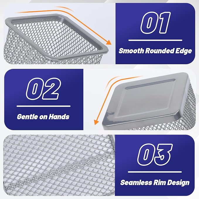 Segarty Pen Holder, 3 Pack Square Silver Pencil Holder - Image 3