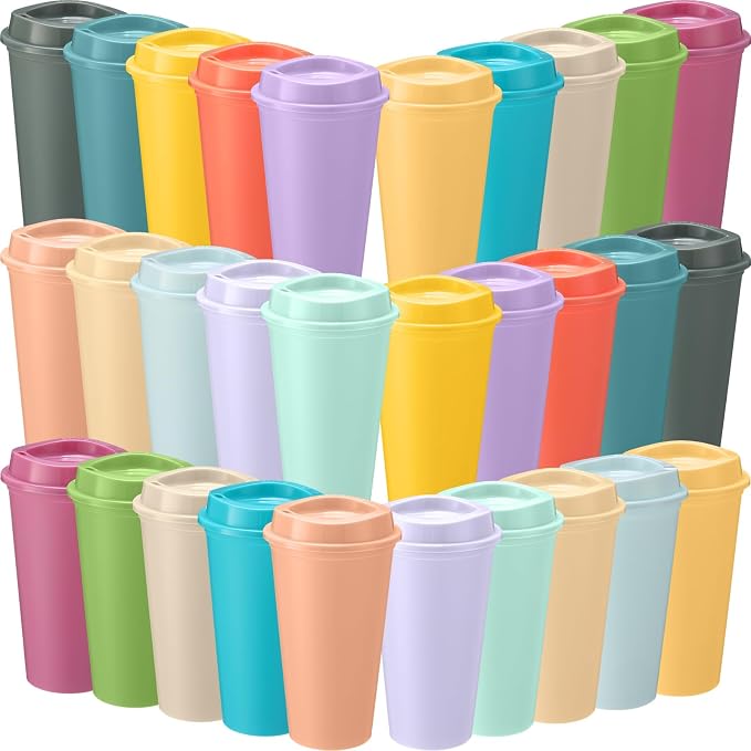 Honeydak 30 Pack 16 oz Reusable Coffee Cups by Honeydak
