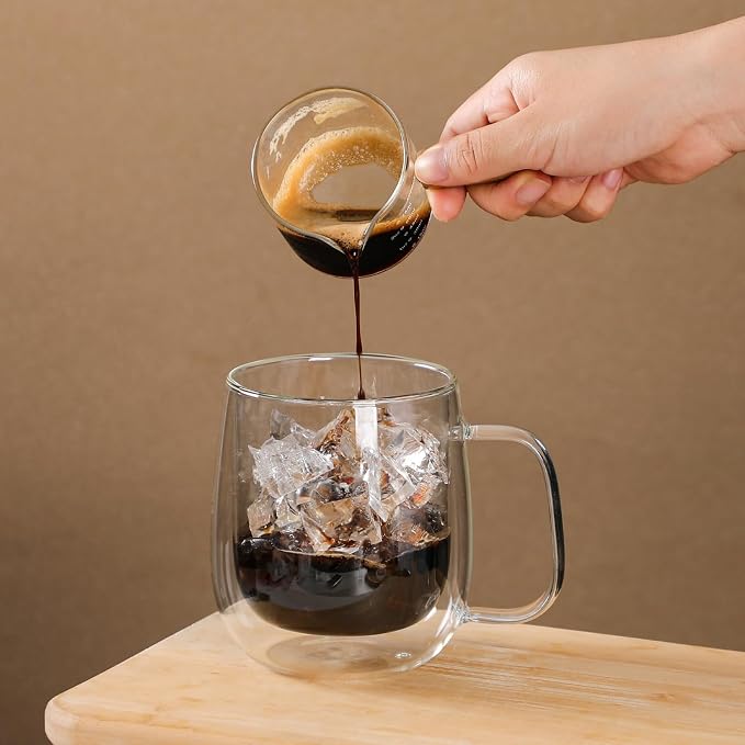 Aurzen 2 Pack Double Walled Glass Coffee Mugs - Image 6