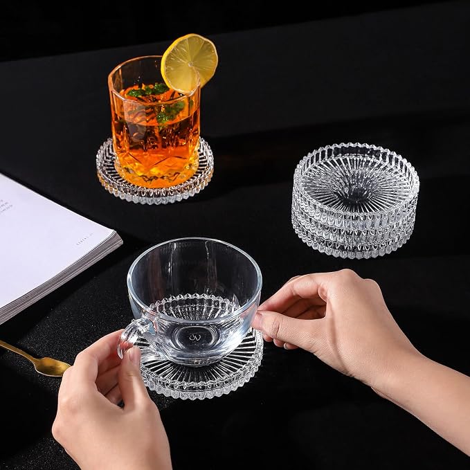 Glass Coasters Round Cup Mat, Decorative Wine Bottle Coaster, Crystal Drink - Image 7