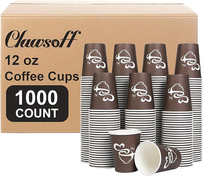 Clawsoff 1000 Count 12 oz Paper Coffee Cups Disposable Hot Coffee Cup Brown | by BuyNow