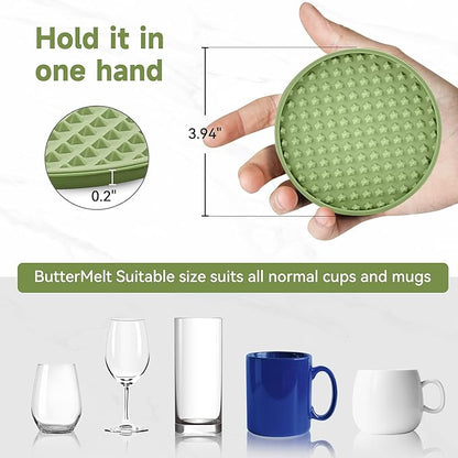Coasters for Drinks, Silicone Coasters Set of 6 with Metal Holder, Outdoor Coaster for Coffee Table, Non-Slip Rubber Table Cup Mat Desk, Heat Resistant & Scratch-Proof (Green)