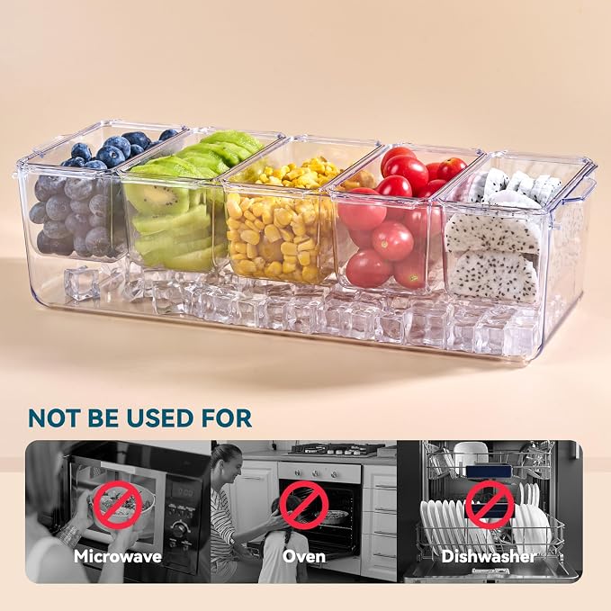 Chilled Garnish Tray with 5 Small Removable Containers and Compartments | Ice - Image 7