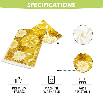 Yellow Dahlia Flower Summer Table Runner Yellow Gray Burlap Table Runners - Image 4