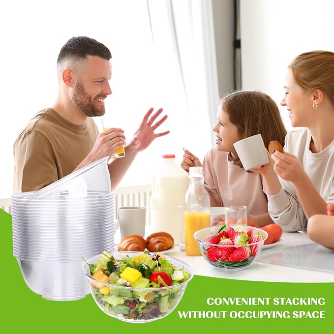 mwellewm 100 Pack 12 oz Clear Plastic Bowls, Small Bowls - Image 7