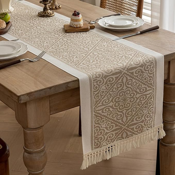 Coffee Totem Linen Table Runner by UWWGKK