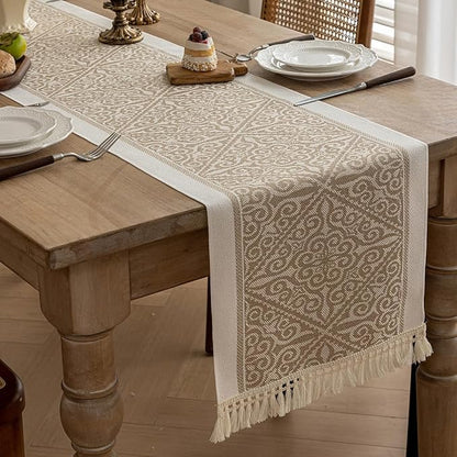 Coffee Totem Linen Table Runner by UWWGKK