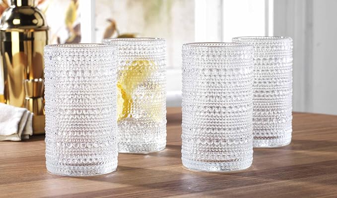 Glaver's Hobnail Drinking Glasses, 15 Oz. Cocktail Drinking Glassware Set - Image 4