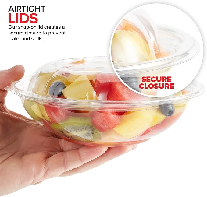 Stock Your Home 18oz Clear Plastic Salad Bowls - Image 4