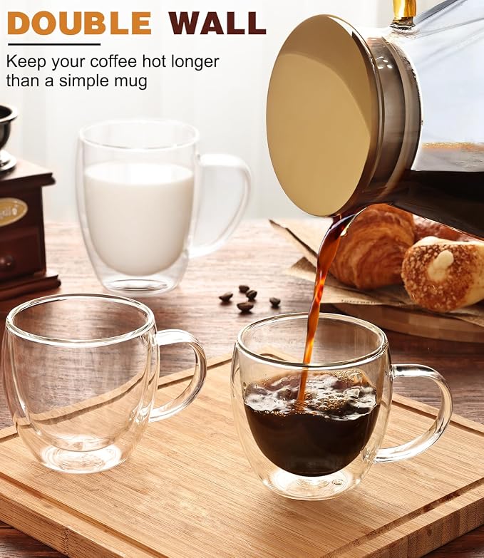 Espresso Cups Set of 2, Hand Blown 5oz Double Walled Insulated Espresso Coffee - Image 3