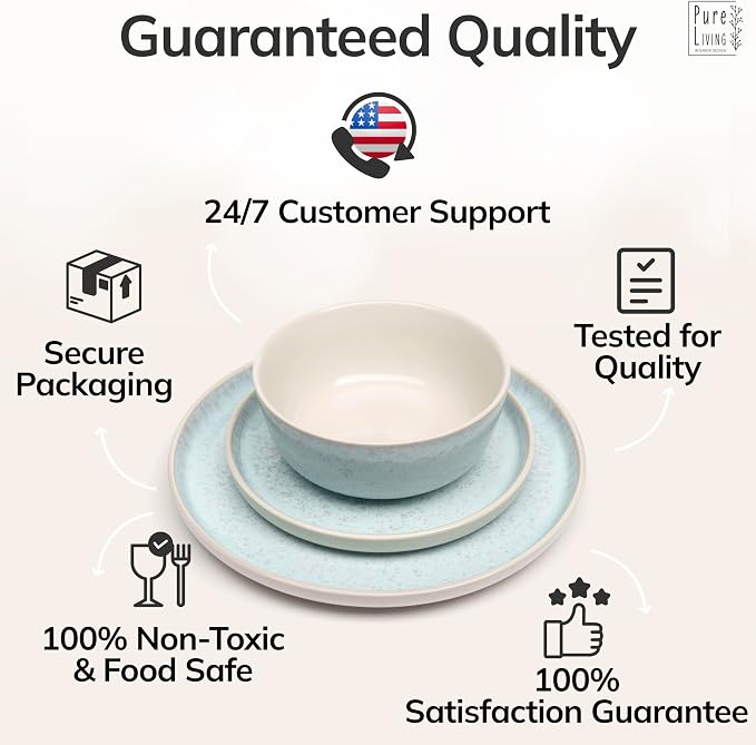 12 Piece Stoneware Dinnerware Set - Image 8
