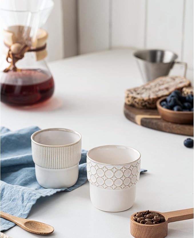 Espresso Cups Set of 2, 4oz Espresso Shot Cups, Mini Coffee Mugs Farmhouse Decor - Image 2