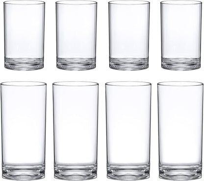 Amazing Abby - Probity - 10-Ounce and 16-Ounce Plastic Tumblers (Set of 8), Plastic Drinking Glasses, Reusable Plastic Cups, BPA-Free, Shatter-Proof, Dishwasher-Safe (Made of Plastic, NOT Glass)