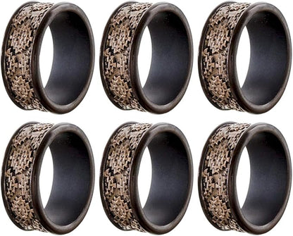 Creative Scents Dublin Brown Napkin Rings Set of 6 - Elegant Dining Table Decor Napkin Holder Rings - Rustic Table Setting Decorations for Thanksgiving, Fall, Holiday Dinner - Table Decor