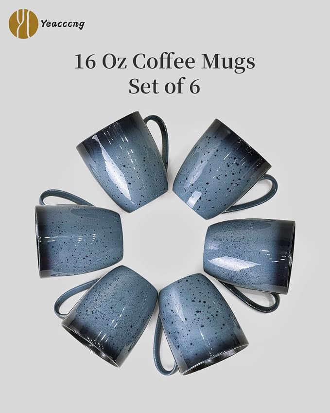 Yeacccng Modern Minimalist Coffee Mugs Set of 6, Cappuccino Cups Set, 16 Oz - Image 8