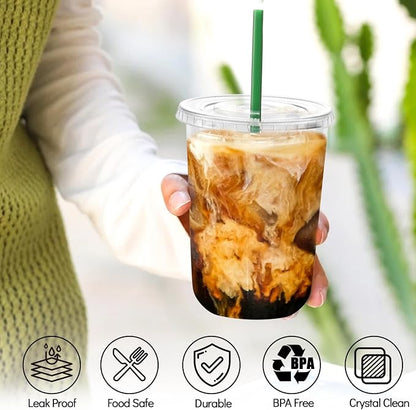 GGOLDMER 25 Set 16oz Clear Round Bottom Plastic Cups - Image 5