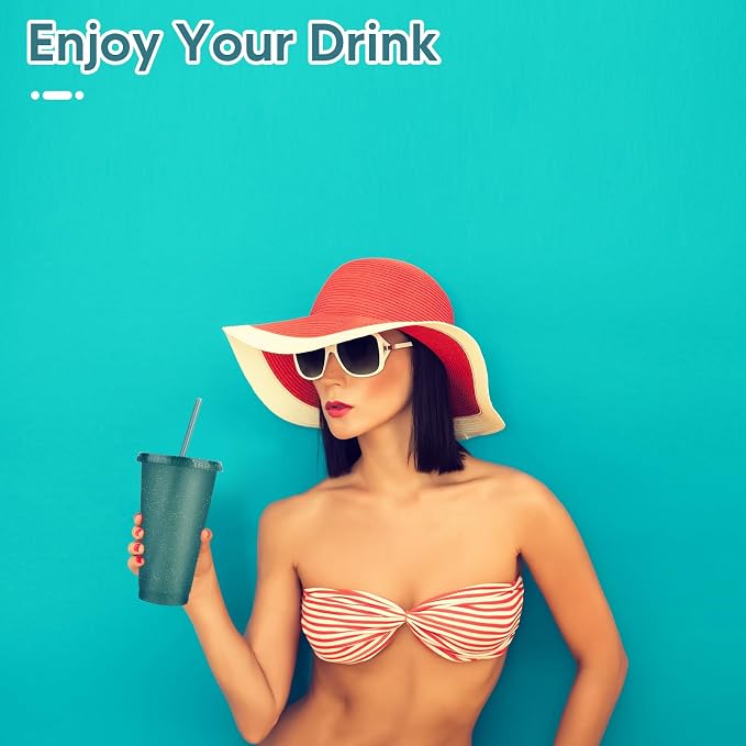 24 Pack Plastic Tumblers With Lids and Straws, Reusable Colorful Cups - Image 5