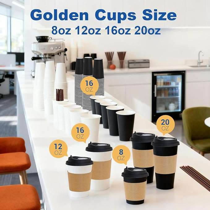 16 oz Coffee Cups + 16 Extra Cups Bulk Disposable To-Go Paper Cups - Image 8