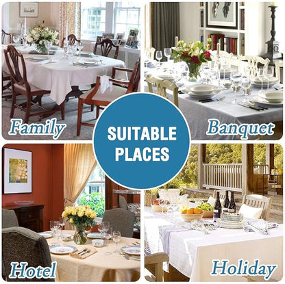 H.VERSAILTEX Linen Textured Table Cloths Round 70 Inch Premium Solid Tablecloth Spill-Proof Waterproof Table Cover for Dining Buffet Feature Extra Soft and Thick Fabric Wrinkle Free, Taupe
