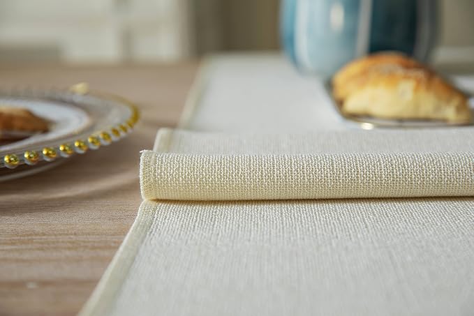 Cream Table Runners 60 Inches Long, Burlap Linen Style Rustic Farmhouse Table - Image 5