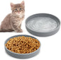 Silicone Cat Food Bowls Shallow Cat Dishes 5.9in Wide Pet Plates Set of 2 Small Flat Dog Saucer Bowl Cute Whisker Fatigue Kitten Feeding Dish for Dry & Wet Food (Round Grey)