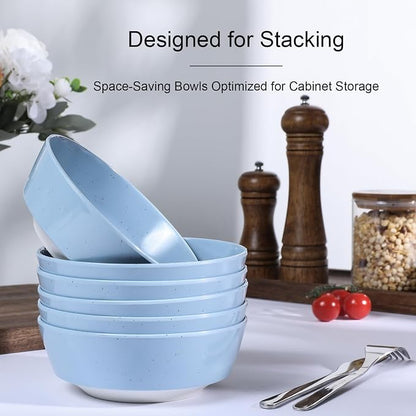 Webbylee 6-inch Melamine Bowls set of 6-20-ounce Dinnerware Cereal Bowls - Image 4