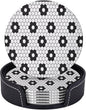 6 Pcs Black White Flower Hex Tile Print Floor Leather Coasters by Jfniub