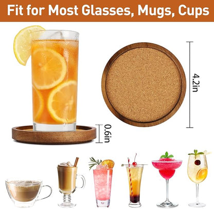 Wooden Drink Coasters Set of 8, Stackable Cup Coaster - Image 7
