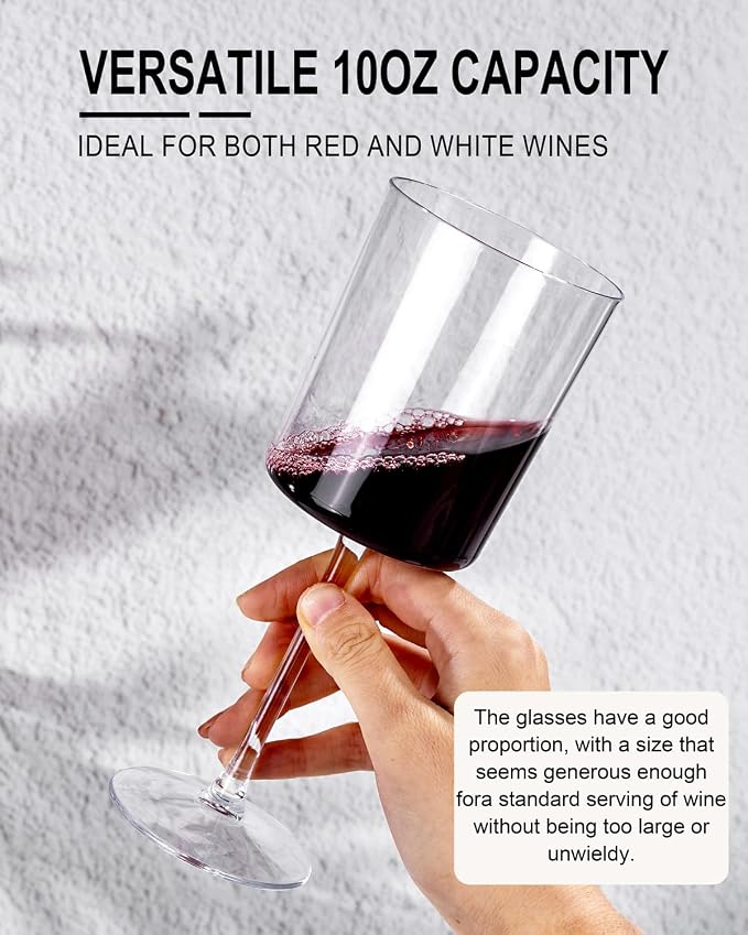 Ciaell 6 Pack Plastic Wine Glasses - 10 Oz Plastic Disposable Wine Glasses - Image 7