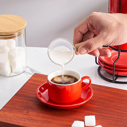 2.5oz Espresso Cups Set of 4, Porcelain Stackable Espresso Cups - Image 3