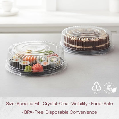 Smarty Had A Party 12 Inch Clear Round Plastic Tray Lids – Stackable Plastic Dome Lids for Catering Trays with Lids, Party Trays & Food Platters – BPA-Free Disposable Dome Covers – 25-Pack