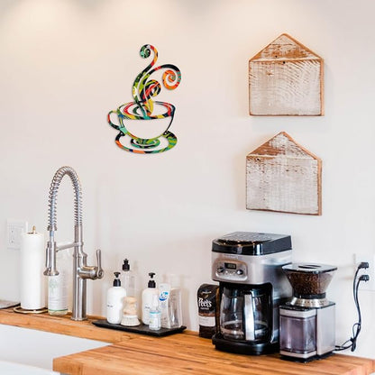 Oubasa Metal Pour Coffee Cup Wall Decor, Minimalist Cafe Themed - Image 6