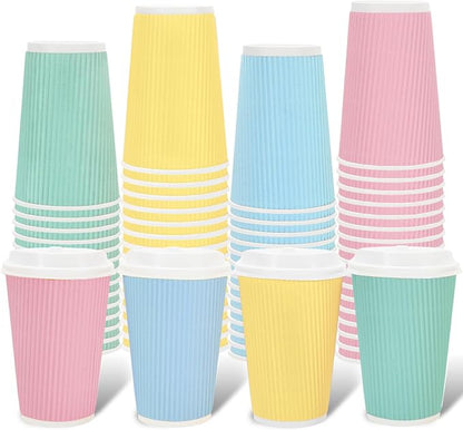 Whaline 100 Pcs Pastel Color Disposable Coffee Cups by Whaline