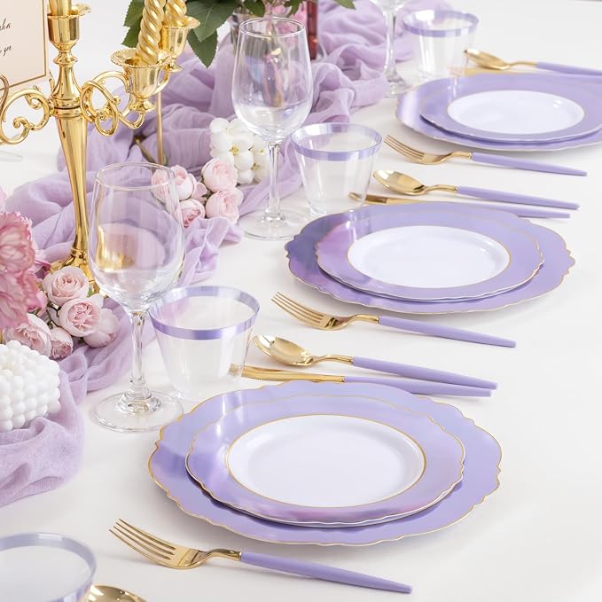 60pcs Purple Plates Disposable - Image 3