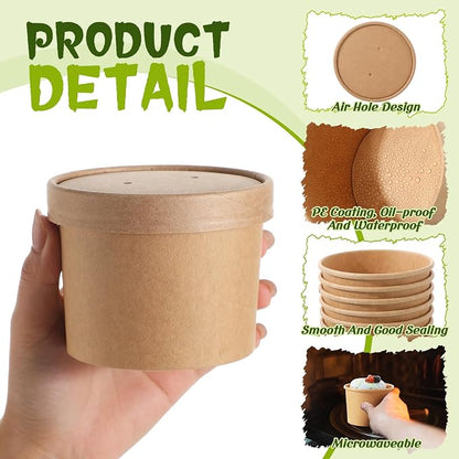 Fulmoon 100 Pack Paper Soup Containers - Image 3