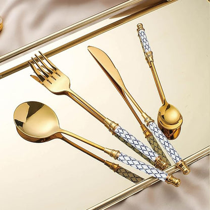 10-piece Silverware Set With Ceramic Handle, Premium Food Grade Stainless Steel Flatware Sets, Mirror Polished Cutlery Set, Dishwasher Safe (for 2 People)