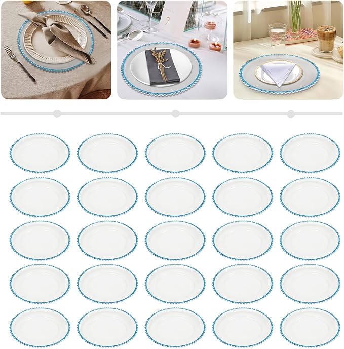 25 Pack Reusable Plastic Clear Charger Plates, 13 Inch Charger Plates - Image 3