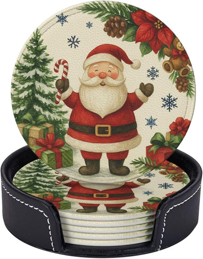 Cute Christmas Tree Santa Claus Coasters by KiuLoam