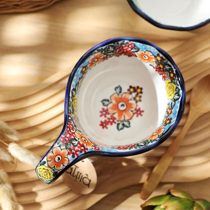 ALMA Handpainted Blue Floral Soup Bowl - Image 3