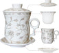 Porcelain Tea Cup with Infuser Lid and Saucer Sets by Unknown