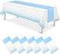 MASHAN 6Pcs White and Light Blue Polka Dot Plastic Rectangular Tablecloths by MASHAN