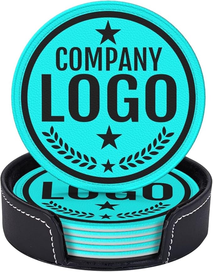 Custom Leather Coasters with Logo by Handmade