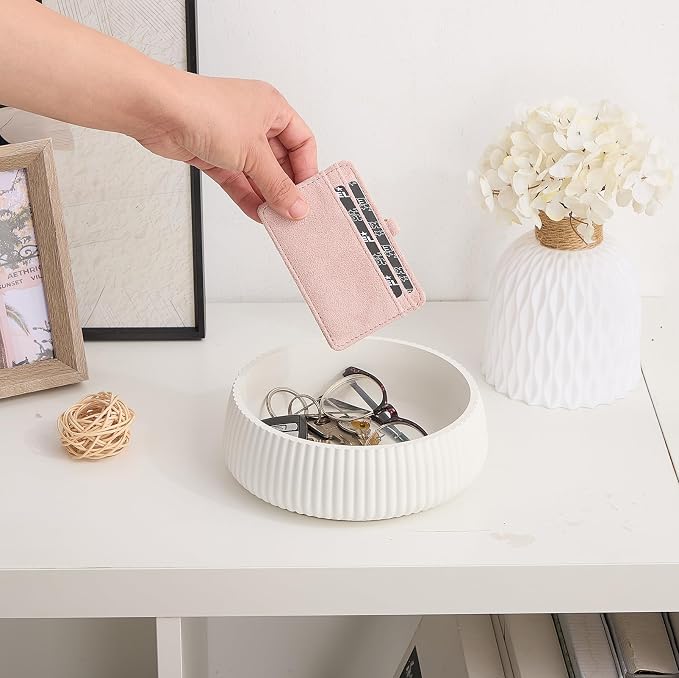 Concrete Key Bowl for Entryway Table, Ivory White | Warm White Tone - Image 5
