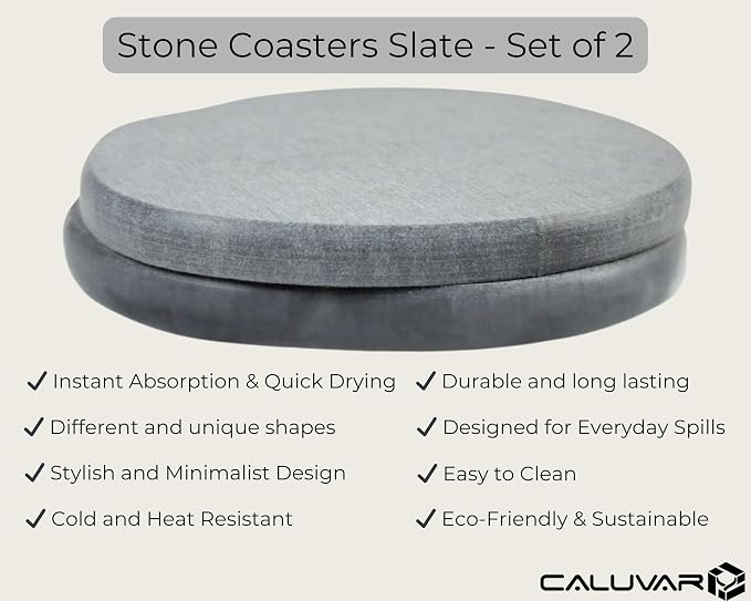 Stone Coasters Slate Set of 2, Stone Drying Mat - Image 5