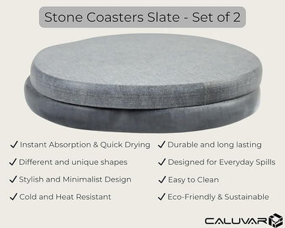 Stone Coasters Slate Set of 2, Stone Drying Mat - Image 5